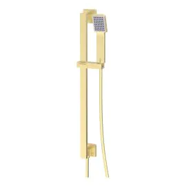 Vasca Cosmo Square Riser Rail Kit w/Elbow & Handset - Brushed Brass