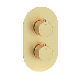 Vasca Urus Thermostatic Two Outlet Twin Shower Valve - Brushed Brass