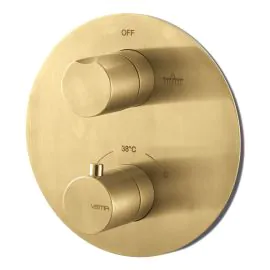 Vema Tiber Two Outlet Thermostatic Mixer - Brushed Brass DICM0854