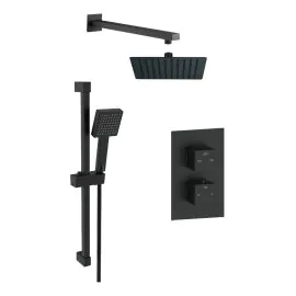 Vasca Square Concealed Valve Head & Arm Shower Pack - Matt Black
