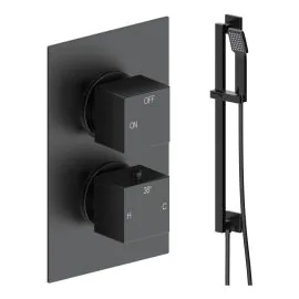 Vasca Cosmo Square Shower Valve & Kit Pack 2 - Matt Black