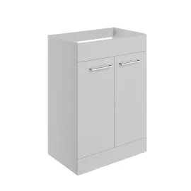 Vasca Forte 590mm Floor Standing 2 Door Basin Unit (No Top) - Grey Gloss 