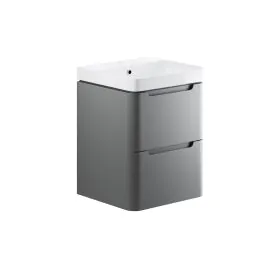 Vasca Aquino 500mm 2 Drawer Wall Hung Cloakroom Basin Unit - Matt Grey 