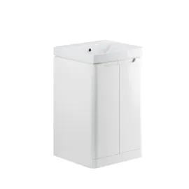 Vasca Aquino 500mm 2 Door Floor Standing Cloakroom Basin Unit - White Gloss 
