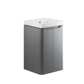 Vasca Aquino 500mm 2 Door Floor Standing Cloakroom Basin Unit - Matt Grey 