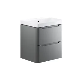 Vasca Aquino 605mm 2 Drawer Wall Hung Basin Unit - Matt Grey 