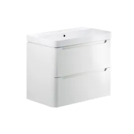 Vasca Aquino 805mm 2 Drawer Wall Hung Basin Unit - White Gloss 