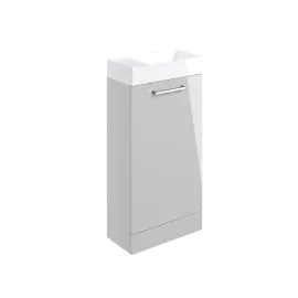 Vasca Forte 410mm Floor Standing 1 Door Basin Unit & 1TH Basin - Grey Gloss 