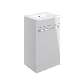 Vasca Forte 510mm Floor Standing 2 Door Basin Unit & 1TH Thin Edge Basin - Grey Gloss 