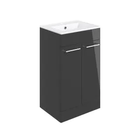 Vasca Forte 510mm Floor Standing 2 Door Basin Unit & 1TH Thin Edge Basin - Anthracite Gloss 