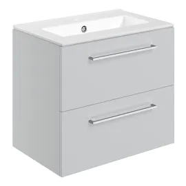 Vasca Forte 610mm Wall Hung 2 Drawer Basin Unit & 1TH Thin Edge Basin - Grey Gloss 