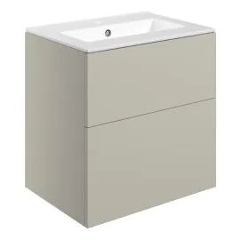 Vasca Sicily 610mm Wall Hung 2 Drawer Basin Unit & 1TH Basin - Matt Latte 