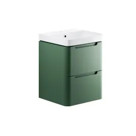 Vasca Aquino 500mm 2 Drawer Wall Hung Cloakroom Basin Unit - Matt Sage Green 