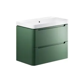 Vasca Aquino 805mm 2 Drawer Wall Hung Basin Unit - Matt Sage Green 