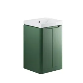 Vasca Aquino 500mm 2 Door Floor Standing Cloakroom Basin Unit - Matt Sage Green 