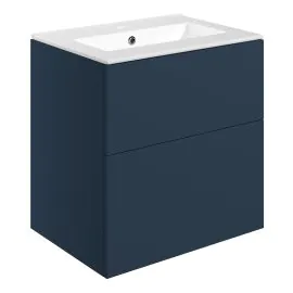 Vasca Sicily 610mm Wall Hung 2 Drawer Basin Unit & 1TH Basin - Matt Deep Blue 