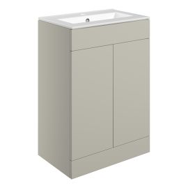Vasca Sicily 610mm Floor Standing 2 Door Basin Unit & 1TH Basin - Matt Latte 