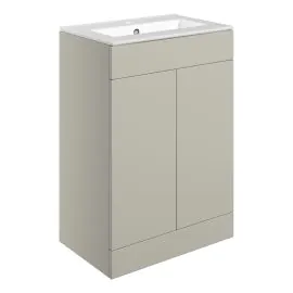 Vasca Sicily 610mm Floor Standing 2 Door Basin Unit & 1TH Basin - Matt Latte 