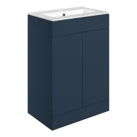 Vasca Sicily 610mm Floor Standing 2 Door Basin Unit & 1TH Basin - Matt Deep Blue 