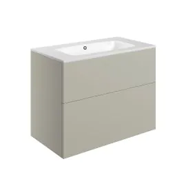 Vasca Sicily 815mm Wall Hung 2 Drawer Basin Unit & 1TH Basin - Matt Latte 