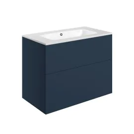 Vasca Sicily 815mm Wall Hung 2 Drawer Basin Unit & 1TH Basin - Matt Deep Blue 