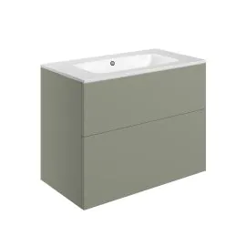 Vasca Sicily 815mm Wall Hung 2 Drawer Basin Unit & 1TH Basin - Matt Olive Green 