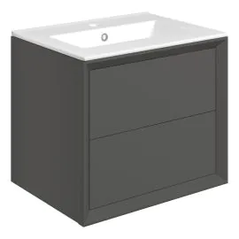 Vasca Punto 615mm Wall Hung 2 Drawer Basin Unit & 1TH Thin Edge Basin - Matt Clay 