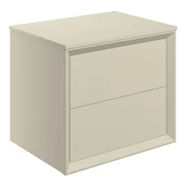 Vasca Punto 600mm Wall Hung 2 Drawer Basin Unit & Top - Matt Cotton 