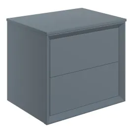 Vasca Punto 600mm Wall Hung 2 Drawer Basin Unit & Top - Matt Storm Blue 