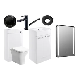 Vasca Forte 510mm F/S Furniture Pack - White Gloss w/Black Finishes