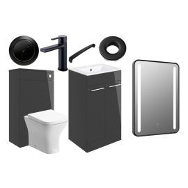 Vasca Forte 510mm F/S Furniture Pack - Anthracite Gloss w/Black Finishes