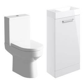 Vasca Forte 410mm F/S Basin Unit & C/C Toilet Pack - White Gloss