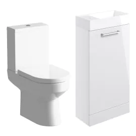 Vasca Forte 410mm F/S Basin Unit & C/C Toilet Pack - White Gloss