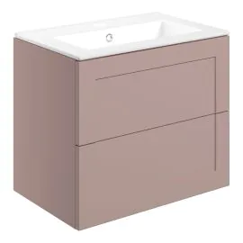 Vasca Cornice 615mm Wall Hung 2 Drawer Basin Unit & Basin - Matt Peony 