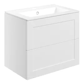 Vasca Cornice 615mm Wall Hung 2 Drawer Basin Unit & Basin - Matt White 
