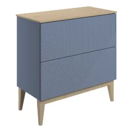 Vasca Fila 810mm Floor Standing 2 Drawer Basin Unit & Maple Oak Effect Worktop - Matt Smoke Blue 