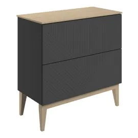 Vasca Fila 810mm Floor Standing 2 Drawer Basin Unit & Maple Oak Effect Worktop - Matt Graphite Grey 