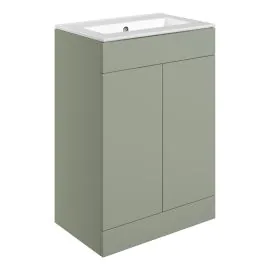 Vasca Sicily 610mm Floor Standing 2 Door Basin Unit & 0TH Basin - Matt Olive Green 