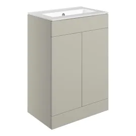 Vasca Sicily 610mm Floor Standing 2 Door Basin Unit & 0TH Basin - Matt Latte 