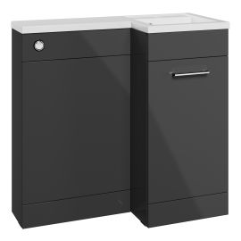 Vasca Fino 900mm F/S L-Shape Pack & Basin (RH) - Anthracite Gloss 