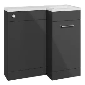 Vasca Fino 900mm F/S L-Shape Pack & Basin (RH) - Anthracite Gloss 