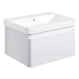 Vasca luogo 605mm Wall Hung 1 Drawer Basin Unit & Basin - Matt White 
