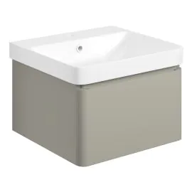 Vasca luogo 500mm Wall Hung 1 Drawer Basin Unit & Basin - Matt Latte 