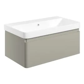 Vasca luogo 805mm Wall Hung 1 Drawer Basin Unit & Basin - Matt Latte 