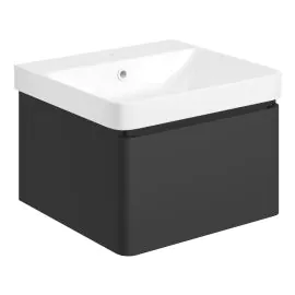 Vasca luogo 500mm Wall Hung 1 Drawer Basin Unit & Basin - Matt Black 