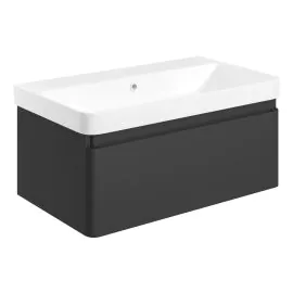 Vasca luogo 805mm Wall Hung 1 Drawer Basin Unit & Basin - Matt Black 