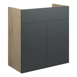 Vasca Liscio 600mm Standard Basin Unit - Matt Graphite Grey (Oak Cab) 