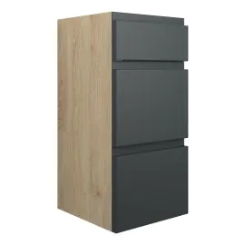 Vasca Salto 300mm Standard 3 Drawer Unit - Matt Graphite Grey (Oak Cab) 