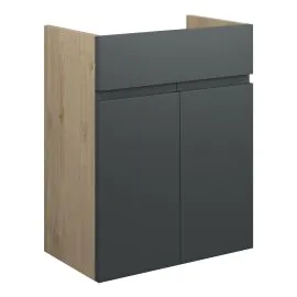 Vasca Salto 500mm Standard Basin Unit - Matt Graphite Grey (Oak Cab) 
