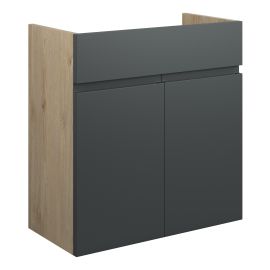 Vasca Salto 600mm Standard Basin Unit - Matt Graphite Grey (Oak Cab) 